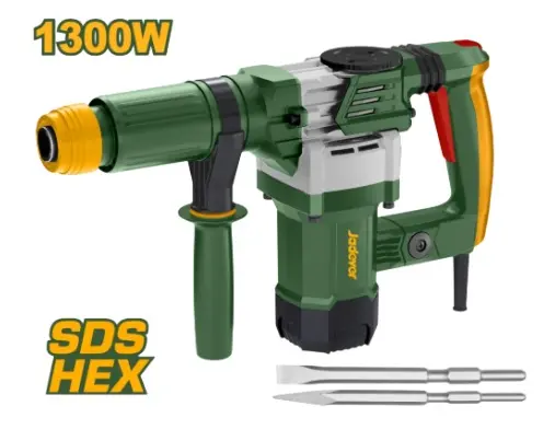 MARTILLO DEMOLEDOR 1300 W 110 V DE CINCEL HEX FUERZA DE IMPACTO 15 JOULE 13.2 LBS C/ 2 CINCELES REF. UJDDB1D45 MARCA JADEVER