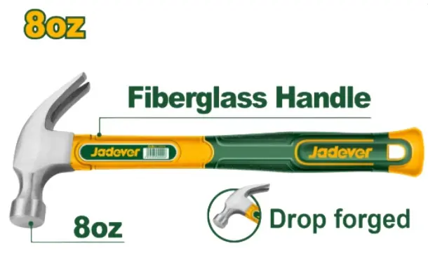 MARTILLO CARPINTERO DE ACERO C/ FORRO GOMA 8 OZ MAGNGETICO REF. JDHM3308 MARCA JADEVER