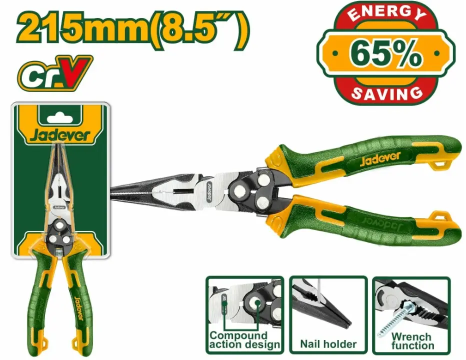 ALICATE PUNTA LARGA 8.5" 215MM REF. JDPL2768 MARCA JADEVER