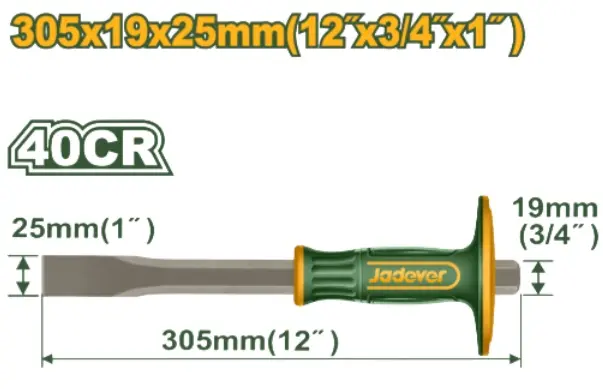 CINCEL PLANO DE ACERO AL CARBON 19 MM X 25 MM X 305 MM REF. JDCC2312 MARCA JADEVER