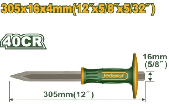 CINCEL DE PUNTA PARA CONCRETO 4 MM X 16 MM X 305 MM REF. JDCC2313 MARCA JADEVER