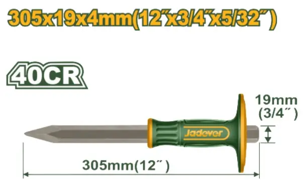 CINCEL DE PUNTA PARA CONCRETO 4 MM X 19 MM X 305 MM REF. JDCC2314 MARCA JADEVER