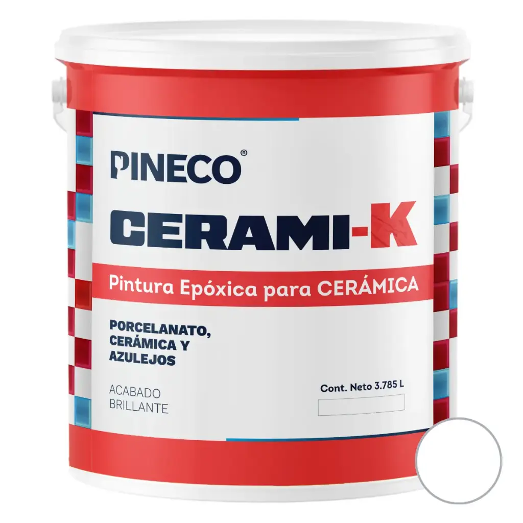 PINTURA EPOXICA A BASE DE AGUA PARA CERAMICA / PORCELANATO CERAMI-K COLOR BLANCO BRILLANTE 01 GALON CLASE A REF. 667456 MARCA PINECO