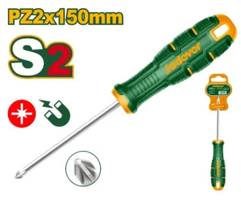 DESTORNILLADOR DE ESTRIA PZ2 6MM X 150MM PUNTA MAGNETICA S2 MANGO ERGONOMICO REF. JDSDC226 MARCA JADEVER