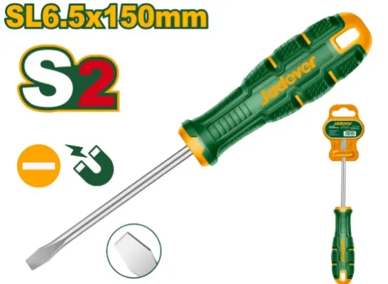 DESTORNILLADOR DE PALA SL6.5 X 150 MM PUNTA MAGNETICA S2 MANGO ERGONOMICO REF: JDSDA266 MARCA JADEVER