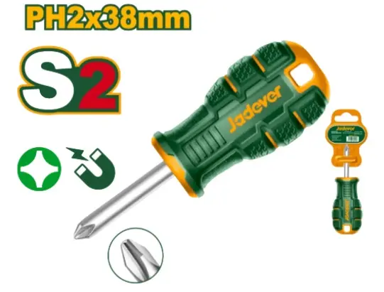 DESTORNILLADOR DE ESTRIA PH2 6MM X 38MM PUNTA MAGNETICA S2 MANGO ERGONOMICO REF. JDSDB221 MARCA JADEVER