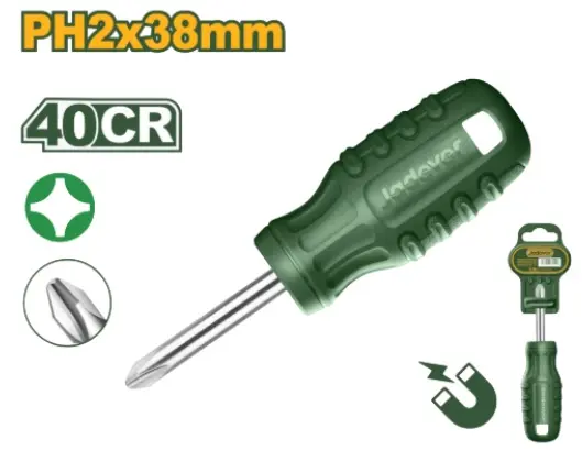 DESTORNILLADOR DE ESTRIA PH2 6MM X 38MM PUNTA MAGNETICA 40CR MANGO ERGONOMICO REF. JDSD4921 MARCA JADEVER