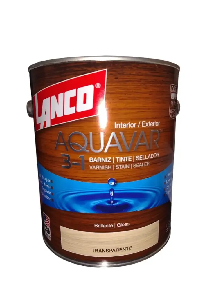 BARNIZ TRANSPARENTE BRILLANTE 1 GL 3 EN 1 AQUAVAR REF. AQ1367-4 / 136844 MARCA LANCO