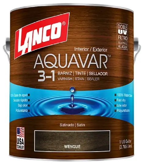 BARNIZ SATINADO WENGUE 1/4 GL 3 EN 1 AQUAVAR REF. AQ1367-5 / 136851 MARCA LANCO