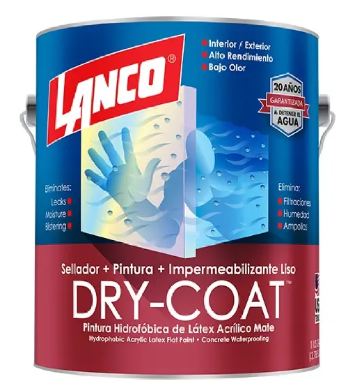 PINTURA ANTIALCALINA 3 EN 1 ( PARA PAREDES HUMEDAS ) DRY-COAT MATE 1/4 GL C/ BLANCO PASTEL REF. DC2780-5 / 048056 MARCA LANCO