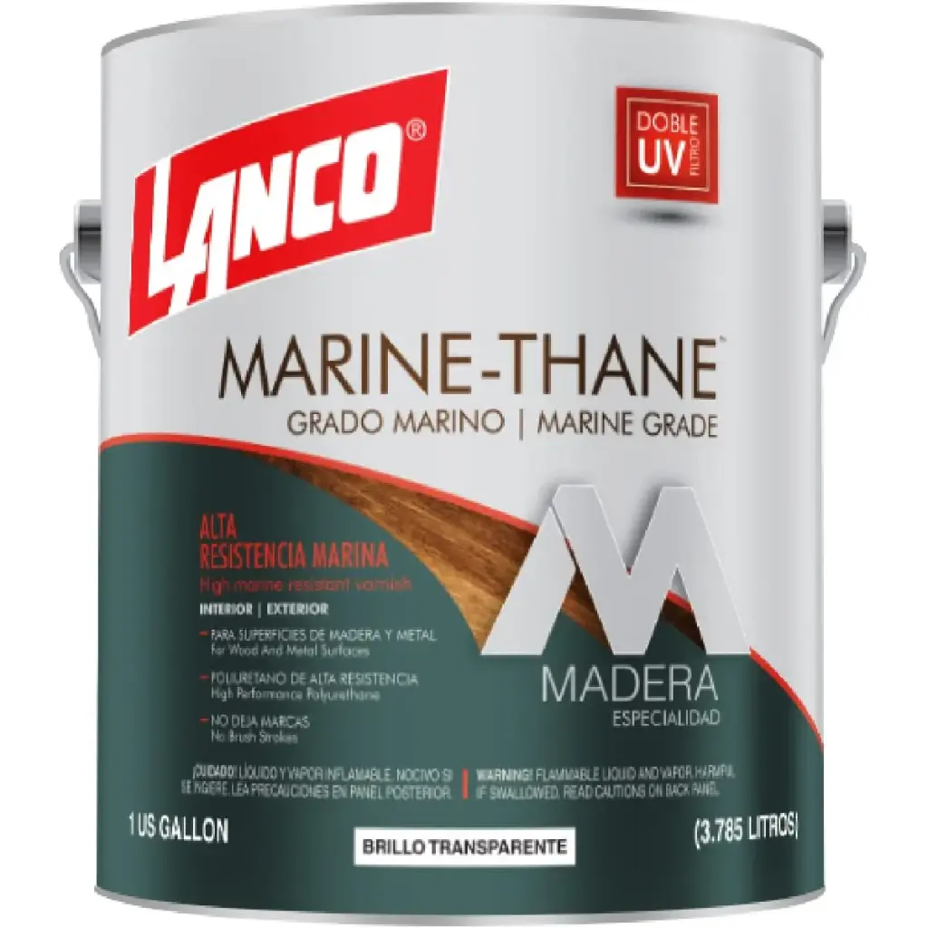 BARNIZ MARINO 1 GL 3.78 LTS INT / EXT TRANSPARENTE MARINE THANE REF. MT200-4 / 002941 MARCA LANCO 