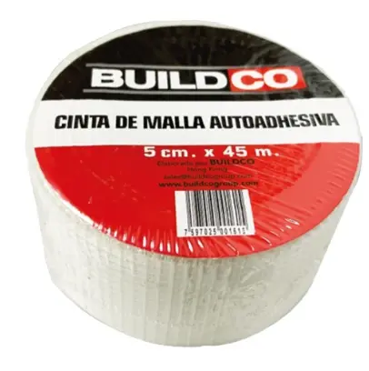 CINTA DE FIBRA / MALLA AUTOADHESIVA PARA DRYWALL DE 2" X 45 MTS (5 CM X 45 MTS) COD. PCE45 REF. 001615 BUILDCO