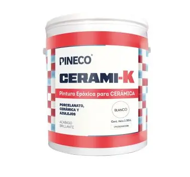 PINTURA EPOXICA A BASE DE AGUA PARA CERAMICA / PORCELANATO CERAMI-K COLOR GRIS BRILLANTE 01 GALON CLASE A REF.667807 MARCA PINECO