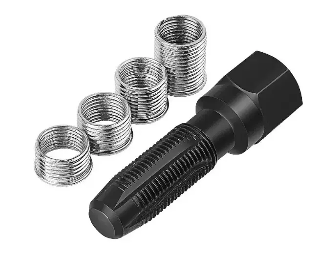KIT REPARACION DE ROSCA DE BUJIA MACHO Y CASQUILLOS HELICOIL 5PZAS REF. KRRB / 270382 MARCA HJ