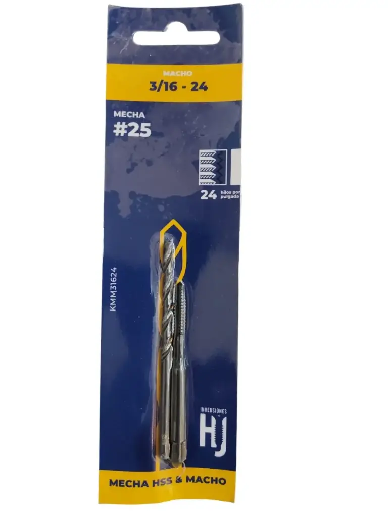 KIT BROCA / MECHA DE ACERO HSS #25 + MACHO M3/16-24MM REF. KMM31624 / 269775 MARCA HJ