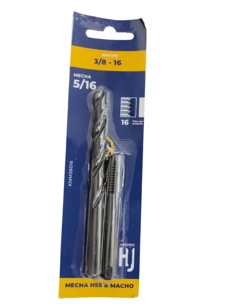 KIT BROCA / MECHA DE ACERO HSS 5/16 + MACHO M3/8-16MM REF. KMM38016 / 269805 MARCA HJ