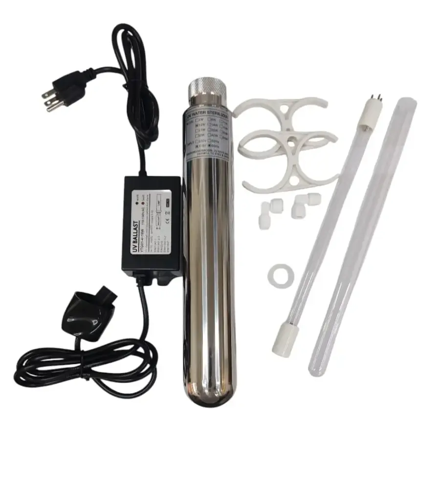 LAMPARA UV 25W CHINA 1/2" ACCION BACTERIOLOGICA CARCASA ACERO INOX. BOMBILLO+CUARZO BALASTO 110V 60HZ REF. EMUV-25W1/2CN MARCA OASIS