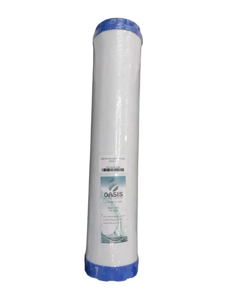 CARTUCHO UDF KDF + GAC 20" X 4.5" REDUCCION DE CLORO-SABORES-OLORES REF. OPW-UDKDF-20BB MARCA OASIS