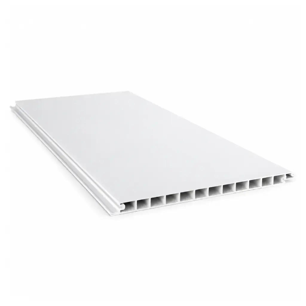 LAMINA DE PVC PARA TECHO CIELO RASO ( MATE ) BLANCO CON RAYA PLATA 5.95 MT X 30CMX 8MM (CUBRE 1.80 MTS 2) REF. 12-116-0004 BUILDCO