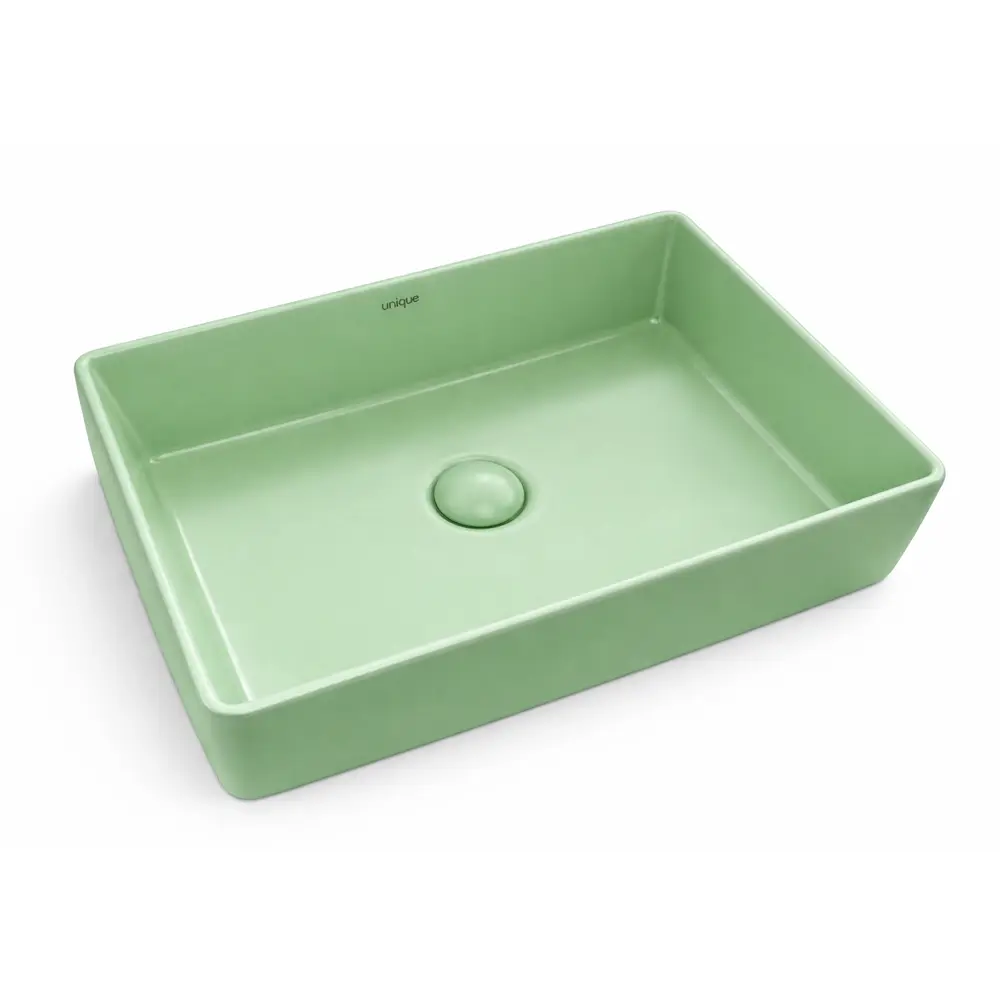 LAVAMANOS RECTANGULAR DE SOBREPONER 49 X 39 X 12.50 CM COLOR VERDE REF. LAV-1356 MARCA UNIQUE
