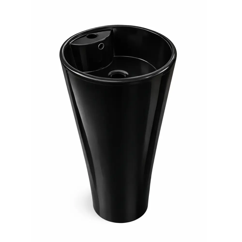 LAVAMANOS DE PEDESTAL REDONDO 40 X 85 CM COLOR NEGRO REF. LAV-1502B MARCA UNIQUE