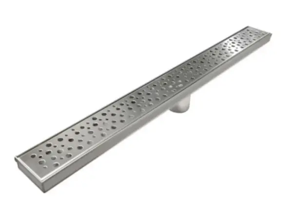REJILLA RECTANGULAR / DESAGUE LINEAL 24" X 3" PERFORADA ACERO INOX COLOR SATINADO REF. REJ-500 UNIQUE 