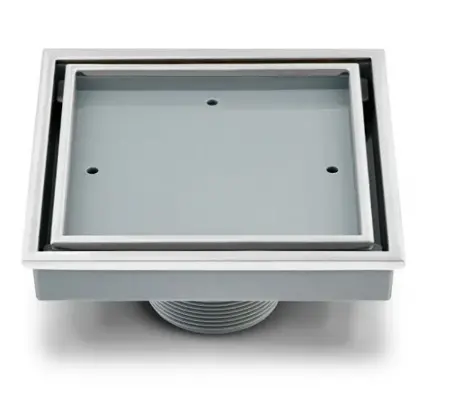 REJILLA CUAD/ DESAGUE 4" X 4" INOX 304 P/ INSERTO BALDOSA CROMADA P/TUBO 2" REJ-654C UNIQUE