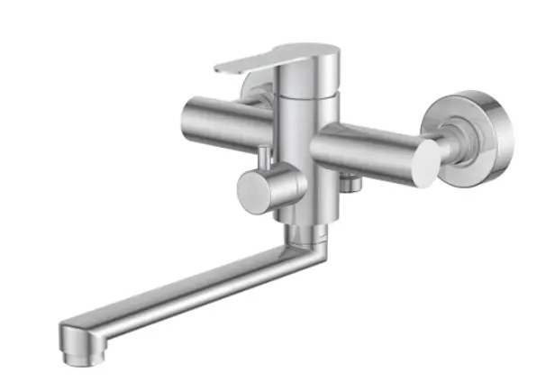 GRIFERIA / GRUPO PARA LAVADERIA EN ACERO INOX. DOBLE TUBO CROMADO DE 6" REF. BM-DW0202L-BS / 000536 MARCA BM