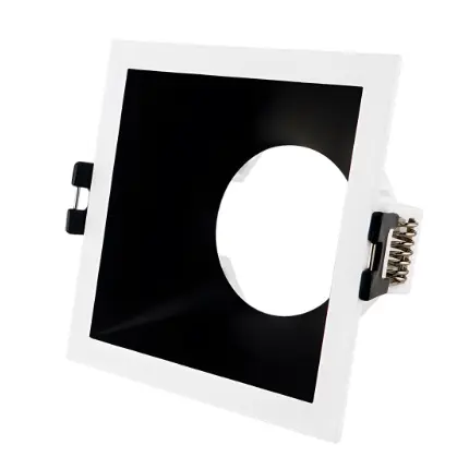 APLIQUE SPOT CUADRADO EMPOTRABLE P/ DICROICO C/ SOCATE COLOR BLANCO-NEGRO REF. AOK132 MARCA LUZAX