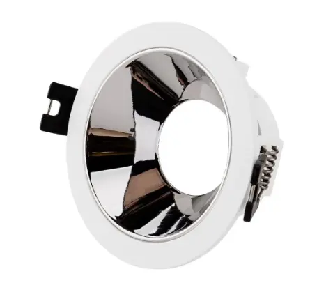 APLIQUE SPOT REDONDO EMPOTRABLE P/ DICROICO C/ SOCATE COLOR BLANCO-PLATEADO REF. AOK112 MARCA LUZAK