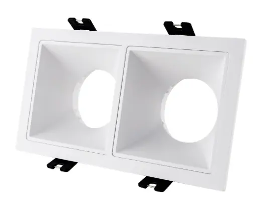 APLIQUE SPOT CUADRADO DOBLE EMPOTRABLE P/ DICROICO C/ SOCATE COLOR BLANCO REF. AOK141 MARCA LUZAK