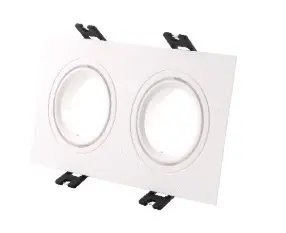 APLIQUE SPOT CUADRADO DOBLE EMPOTRABLE DIRIGIBLE P/ DICROICO C/ SOCATE C/ BLANCO REF. AOK182 MARCA LUZAK