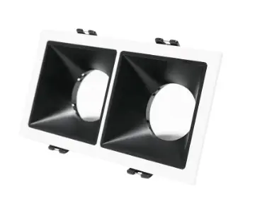 APLIQUE SPOT CUADRADO DOBLE EMPOTRABLE P/ DICROICO C/ SOCATE COLOR BLANCO-NEGRO REF. AOK142 MARCA LUZAK