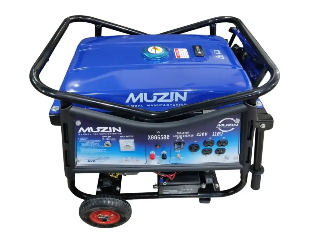 GENERADOR 6.50 KVA GASOLINA ARRANQUE ELECTRICO 14HP 3600 RPM 110 - 220V BIFASICO REF. XGG6500 MARCA MUZIN