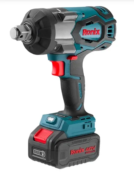 LLAVE DE IMPACTO BRUSHLESS (SIN CARBON) 3/4" 40 V 1350 Nm 2400 RPM LUZ LED C/ 2 BATERIAS 2.0 AH + CARGADOR Y MALETIN REF. 8927-40V MARCA RONIX