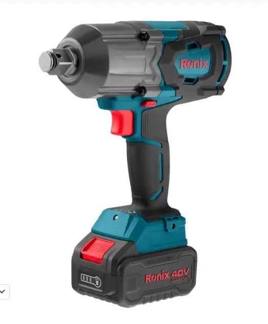LLAVE DE IMPACTO BRUSHLESS (SIN CARBON) 3/4" 40 V 1200 Nm 1750 RPM LUZ LED C/ 2 BATERIAS 2.0 AH + CARGADOR Y MALETIN REF. 8917-40V MARCA RONIX