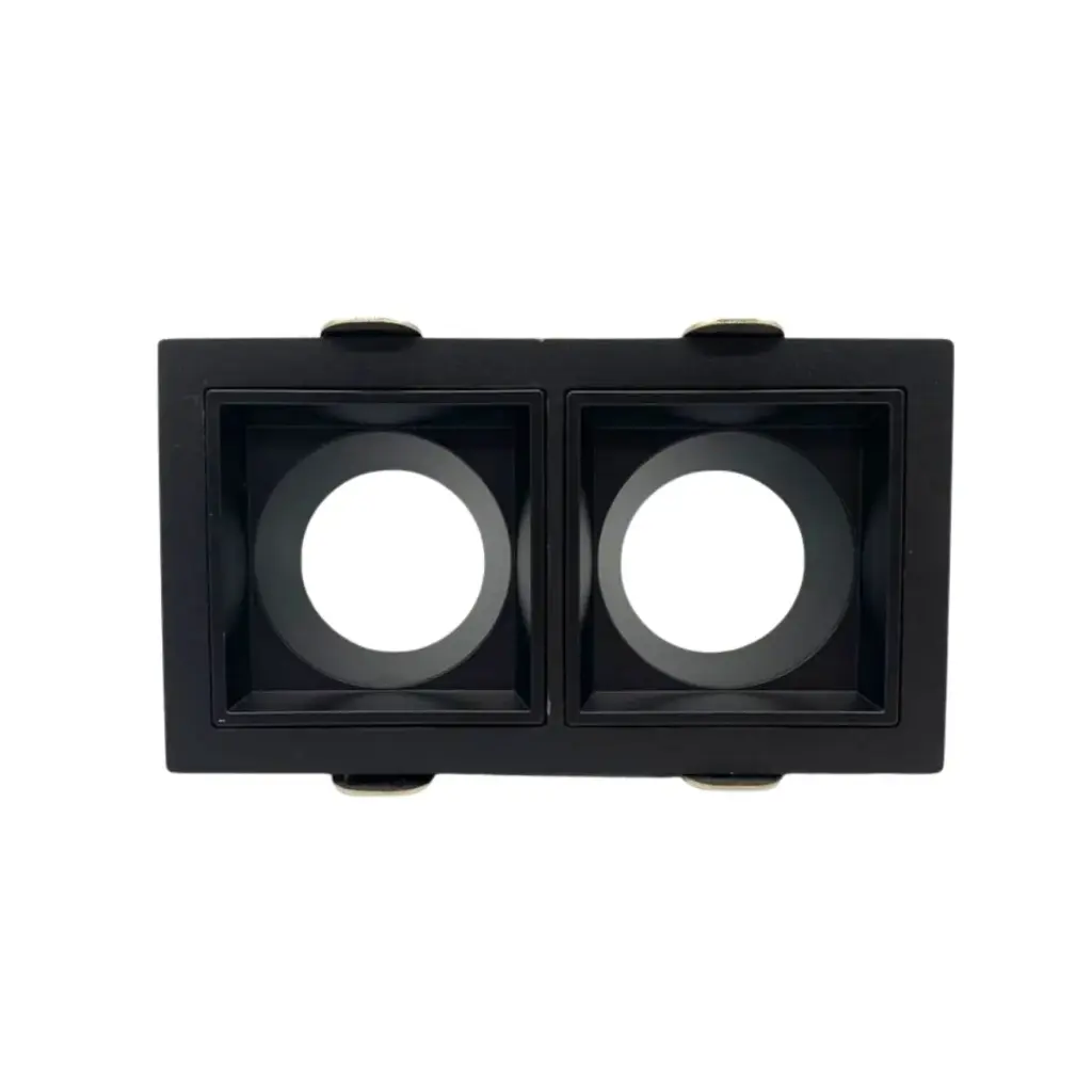 APLIQUE SPOT CUADRADO NEGRO PARA EMPOTRAR 2 DICROICO S/ BOM SERIE LAMBA 75MM REF. XCA28/ 924869 MARCA ILUMINAK