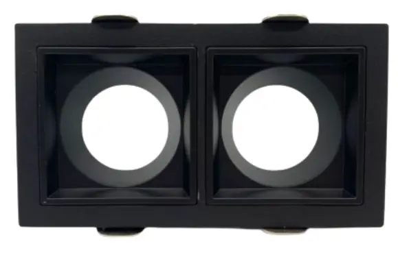 APLIQUE SPOT CUADRADO NEGRO PARA EMPOTRAR 2 DICROICO S/ BOM SERIE LAMBA 75MM REF. XCA28/ 924869 MARCA ILUMINAK
