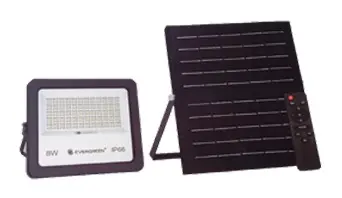 REFLECTOR LED 40 W 6500K IP65 4000LM C/CONTROL REMOTO / PANEL SOLAR REF. RS40 MARCA EVERGREEN 