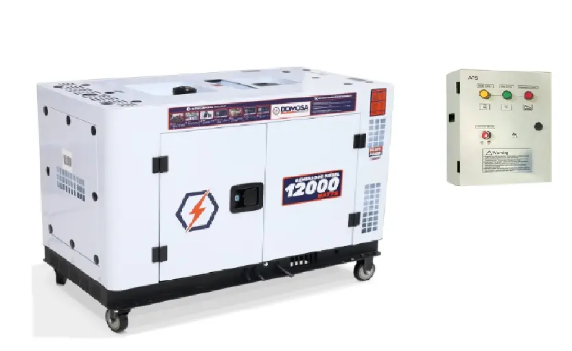 GENERADOR 12 KVA MONOFASICO 120 - 240V INSONORIZADO DIESEL 1800RPM REF. 46-GPI-12FXE MAS TRANSFER AUTOMATICO 240V 63 AMP REF. 46-ATS-63AC-M MARCA DOMOSA