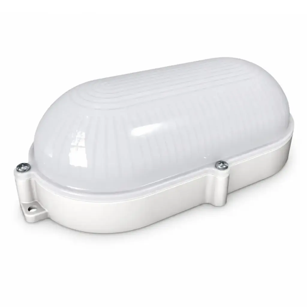 VAPOLETA OVALADA 12W IP5 3000 K MULTV 100-277V 100LM COLOR BLANCO REF. VP712OVIP653K / 61000253 MARCA LUCERNA