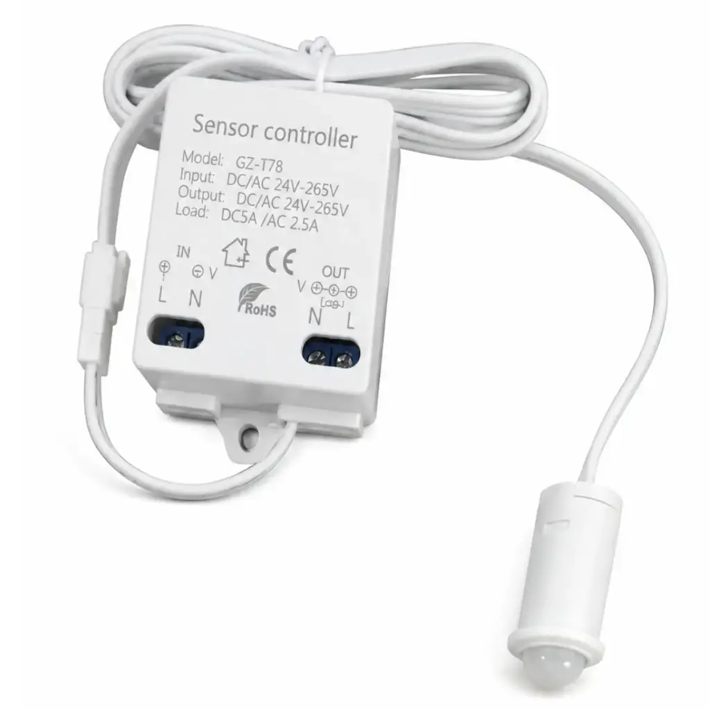 SENSOR DE MOVIMIENTO DINAMICO PARA LUCES LED 24V-265V 550W A 220V DIST. 0-03M MOD. T78-RT26 REF. SENMOV / 93090016 MARCA LUCERNA