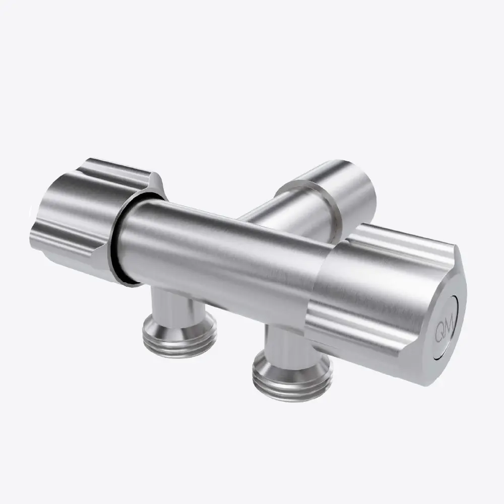 LLAVE / VALVULA DE ARRESTO SERIE DELTA C/DOBLE CONEX. HEMBRA 1/2X1/2X1/2" DOBLE CONTROL AGUA FRIA-CALIENTE COLOR SATIN QUALITY METAL 