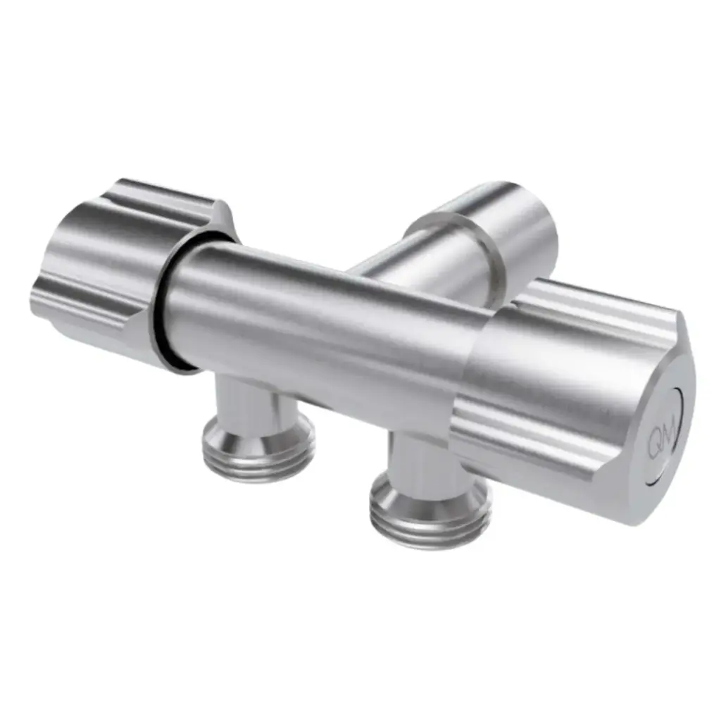 LLAVE / VALVULA DE ARRESTO SERIE DELTA C/DOBLE CONEX. HEMBRA 1/2X1/2X1/2" DOBLE CONTROL AGUA FRIA-CALIENTE COLOR SATIN QUALITY METAL 