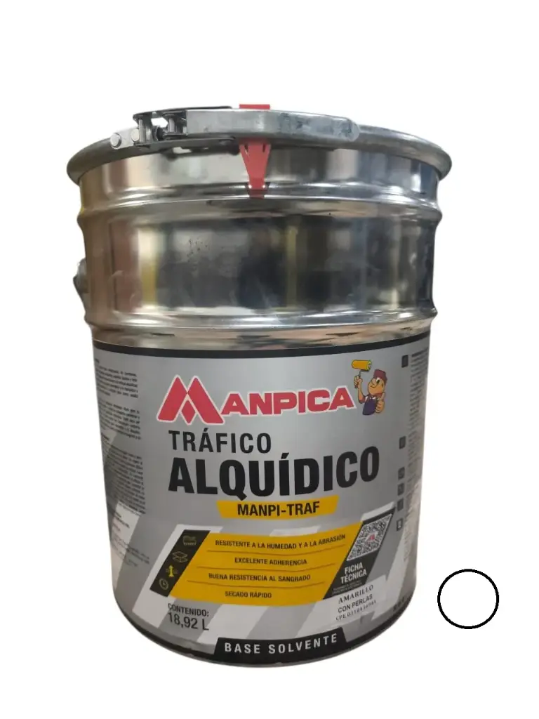 PINTURA TRAFICO ALQUIDICO SIN PERLAS CUÑETE 5 GL COLOR BLANCO REF. STR-150-50 MARCA MANPICA