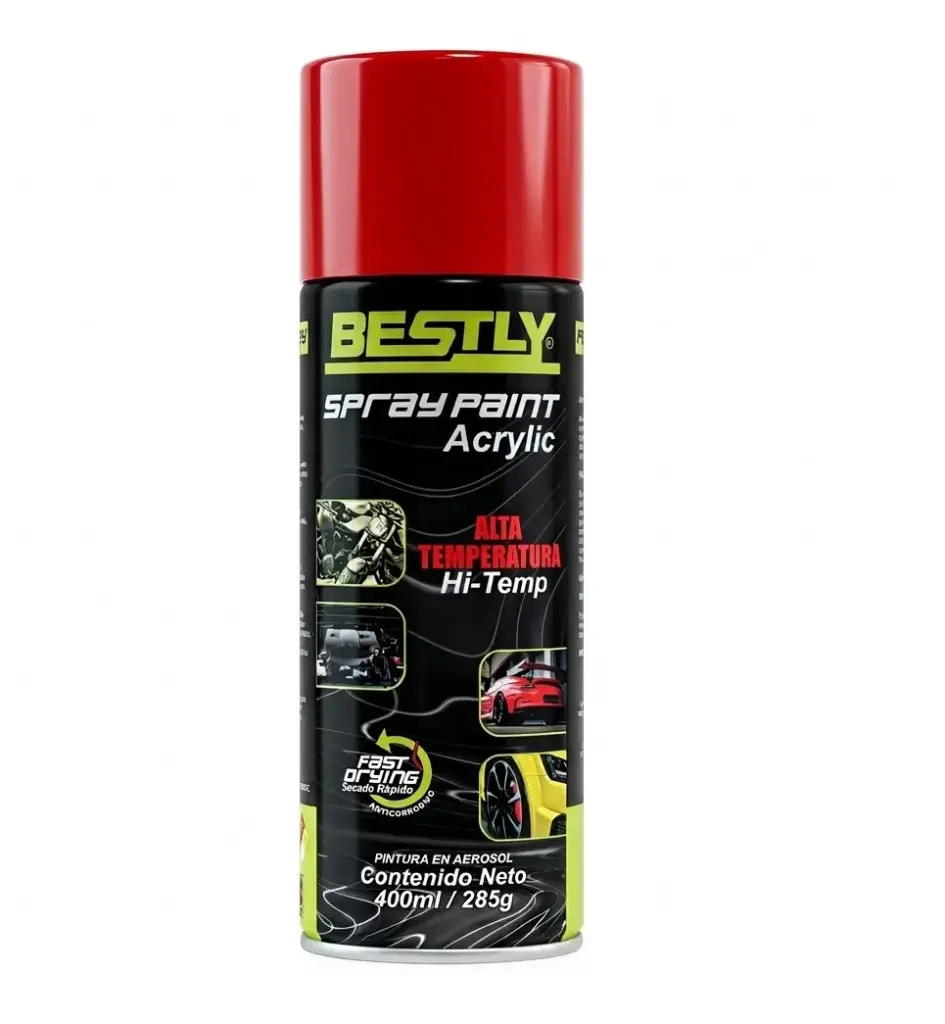 SPRAY AERESOL ESMALTE ALTA TEMPERATURA COLOR ROJO 1400 DE 400 ML COD. 120039 REF. BLY-400-1400 MARCA BESTLY 