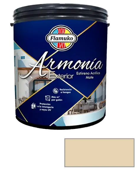 PINTURA CAUCHO ARMONIA PARA EXTERIOR CLASE "A" COLOR MAGNOLIA 1 GL REF. ARM-582-158 MARCA FLAMUKO