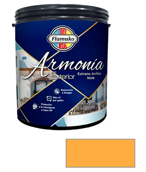 PINTURA CAUCHO ARMONIA PARA EXTERIOR CLASE "A" COLOR CROCUS 1 GL REF. ARM-582-024 MARCA FLAMUKO