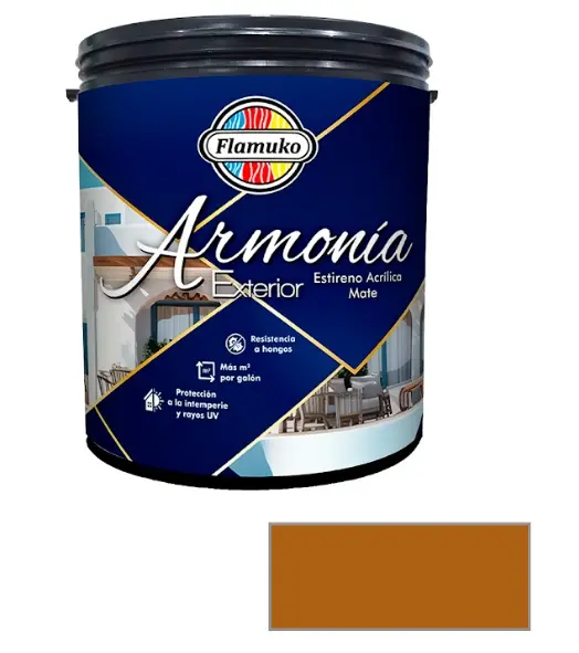 PINTURA CAUCHO ARMONIA PARA EXTERIOR CLASE "A" COLOR BAMBU 1 GL REF. ARM-582-248 MARCA FLAMUKO