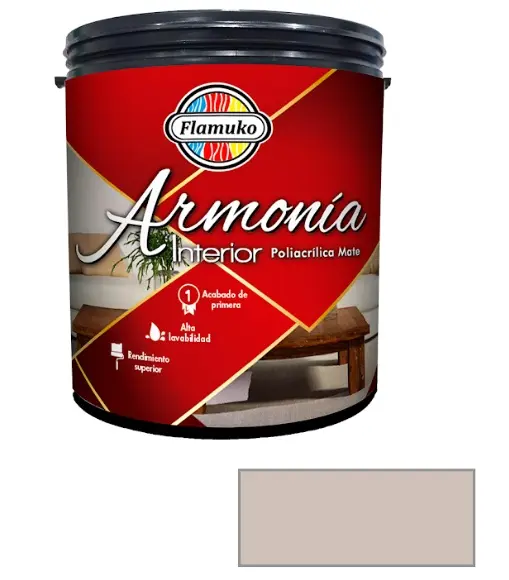 PINTURA CAUCHO ARMONIA PARA INTERIOR CLASE "A" COLOR BLANCO OSTRA 1 GL REF. ARM-072F106-1 MARCA FLAMUKO